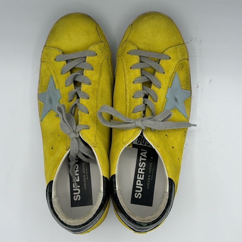 New Golden Goose SUPERSTAR DISTRESSED TRAINERS IN YELLOW Size 41 - Picture 6 of 12